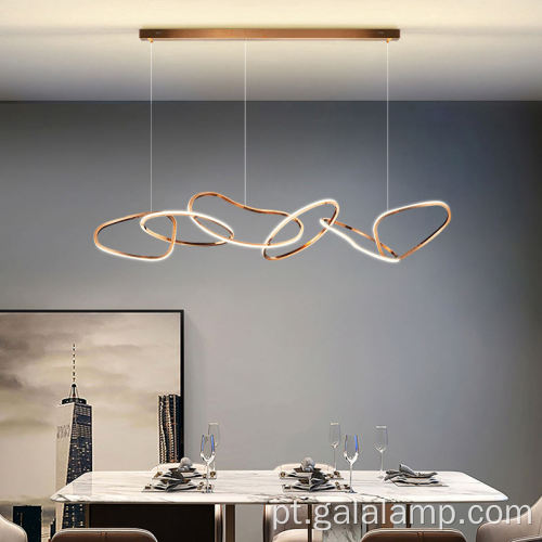 Lustre minimalista de LED com anel de ouro